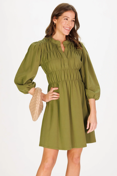 Hyacinth Dress in Moss Green