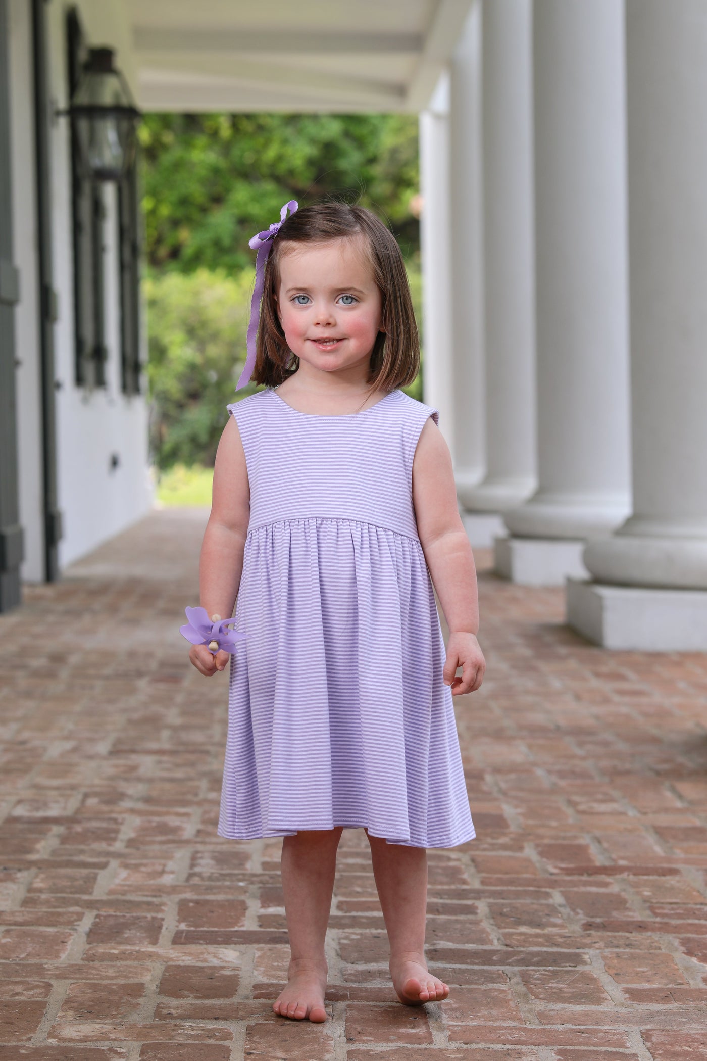 Isabella Dress- Lavender Stripe