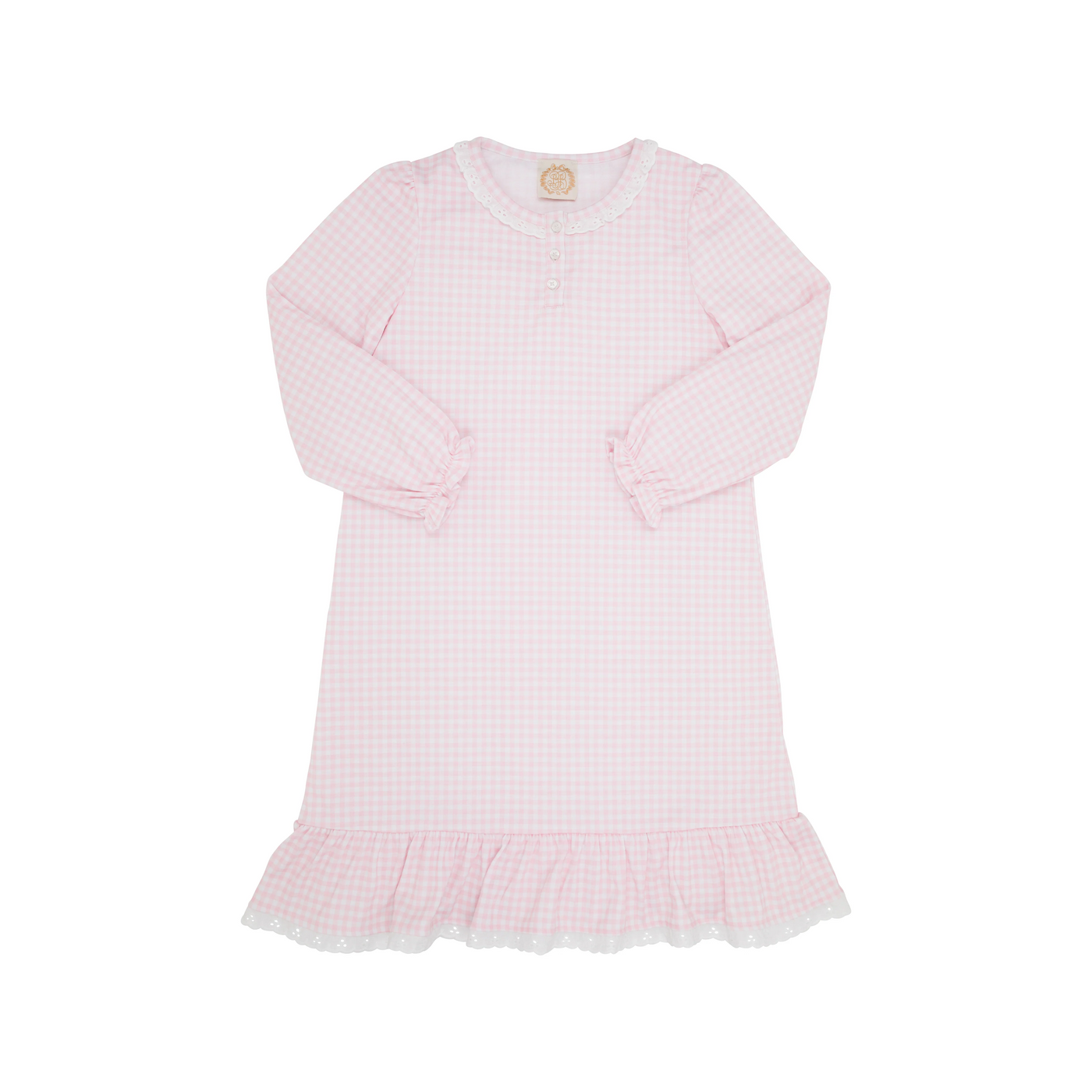 Marnie Morning Gown Palm Beach Pink Gingham with Worth Avenue White Eyele