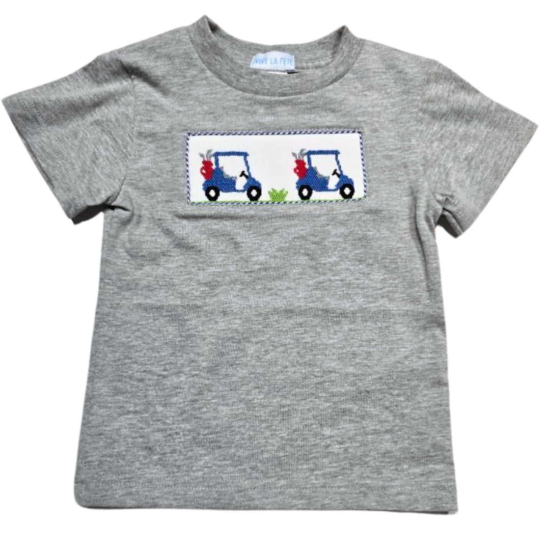 Golf Cart Smocked Tee Grey