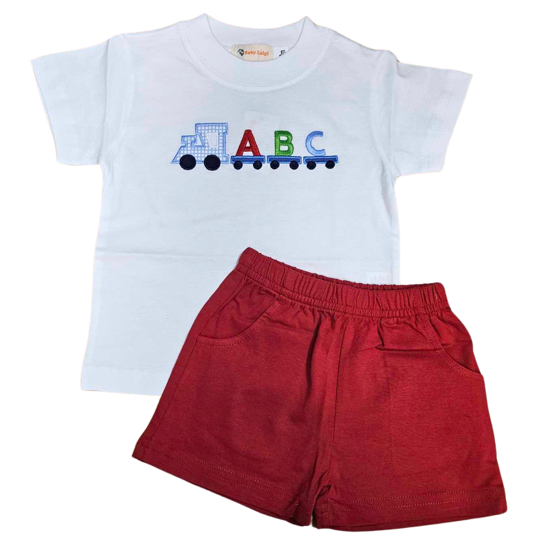 ABC Train Shirt with Red Shorts