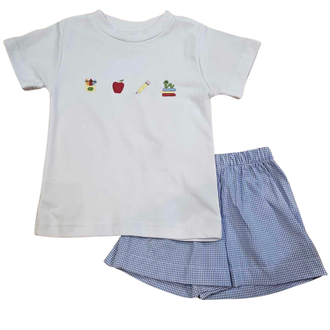 School Days Embroidered T-Shirt Set