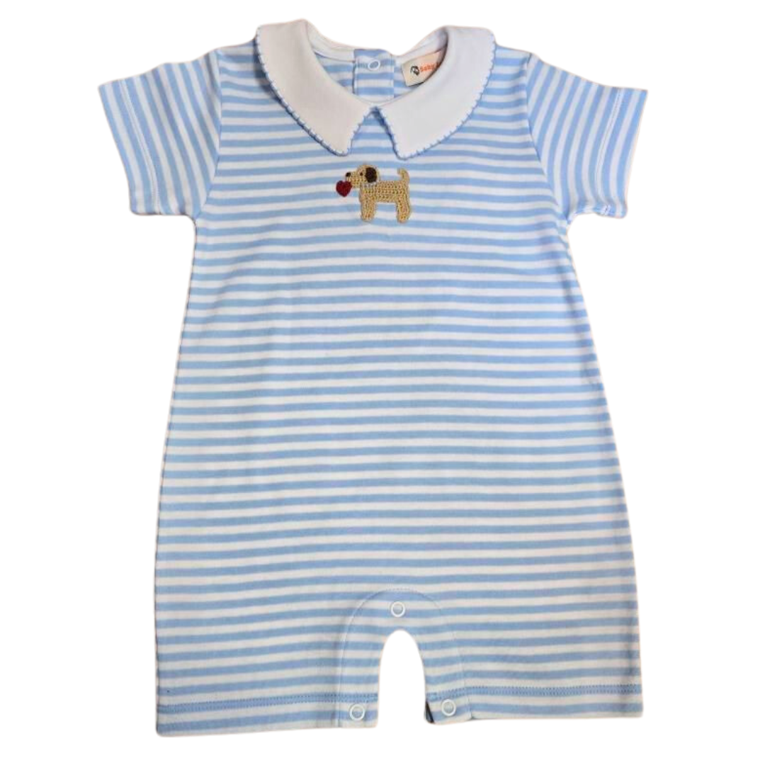 Stripe Romper with Dog & Heart