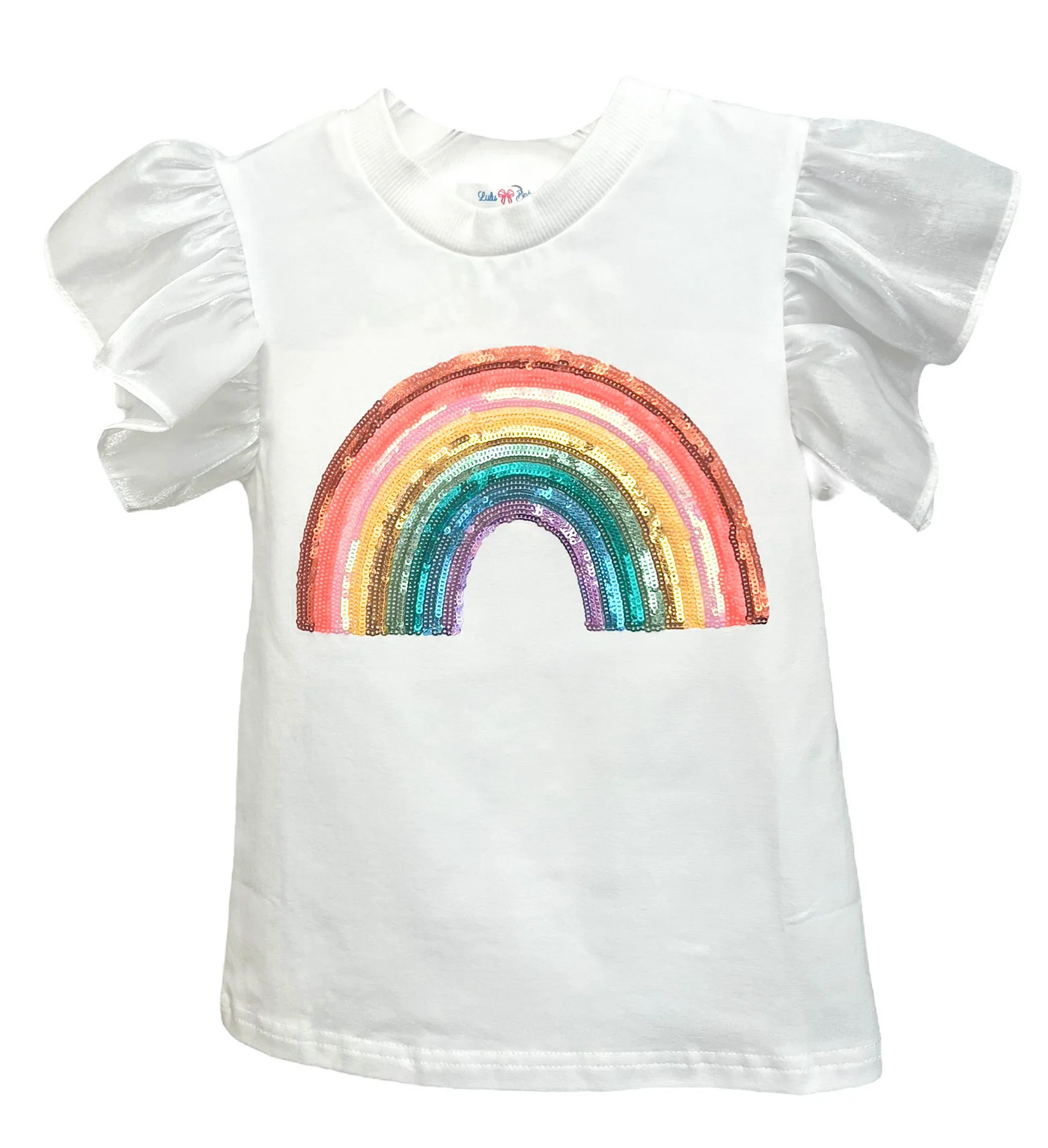 Flutter Sleeve Rainbow Sequin Tee