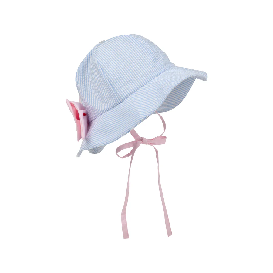 Pippa Petal Hat Breakers Blue Seersucker with Palm Beach Pink