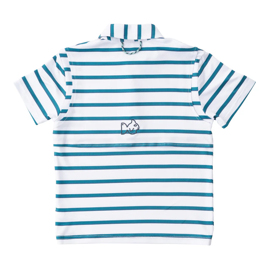 BOYS' SHORT SLEEVE PRO PERFORMANCE POLO IN ALEXANDRITE FAIRWAY STRIPE