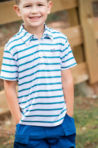 BOYS' SHORT SLEEVE PRO PERFORMANCE POLO IN ALEXANDRITE FAIRWAY STRIPE