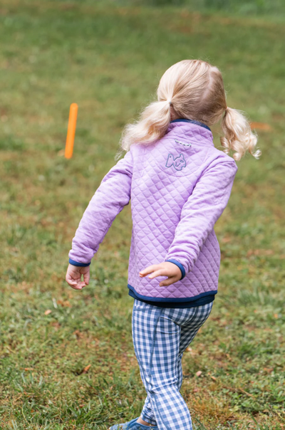 Girl's Quilted Zip Pullover in Sheer Lilac