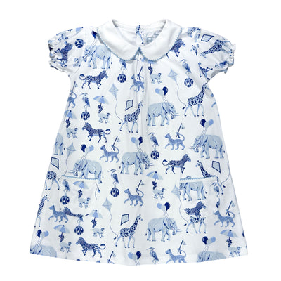 Short Sleeve Pocket Twirl Dress - Chinoiserie Safari