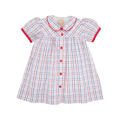 Tabitha's Teacher's Pet Dress - Whitehall Windowpane With Richmond Red