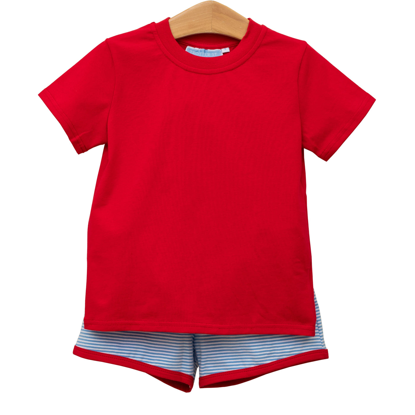 Thomas Short Set- Cornflower Stripe & Red