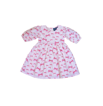 Puff Sleeve Dress - Pink Bows