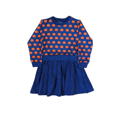 Sweatshirt Dress - Navy Pumpkins