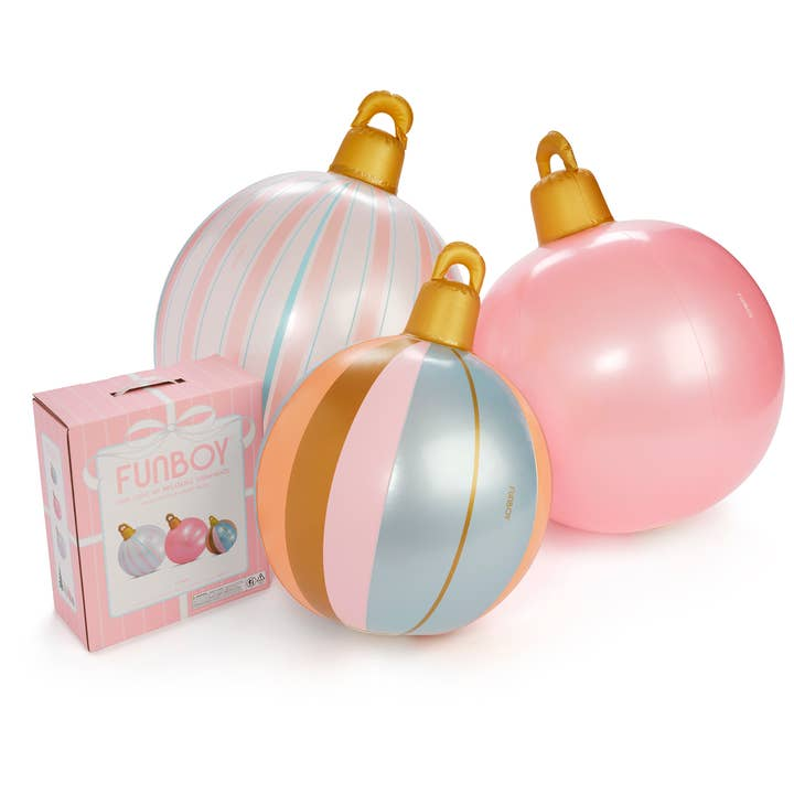 Pink Light Up Christmas Ornament Holiday Balls - 3 Pack