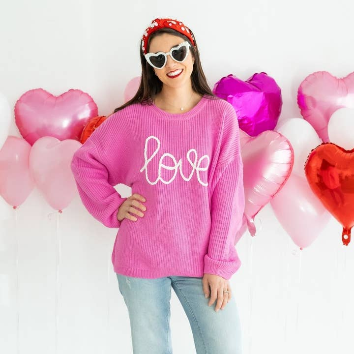 Love Valentine's Day Knit Adult Sweater - Mommy and Me *Pre-order*