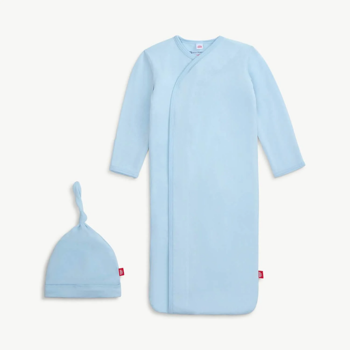 baby blue modal magnetic cozy sleeper gown + hat set