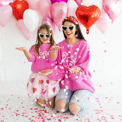 Love Valentine's Day Knit Sweater - Mommy and Me