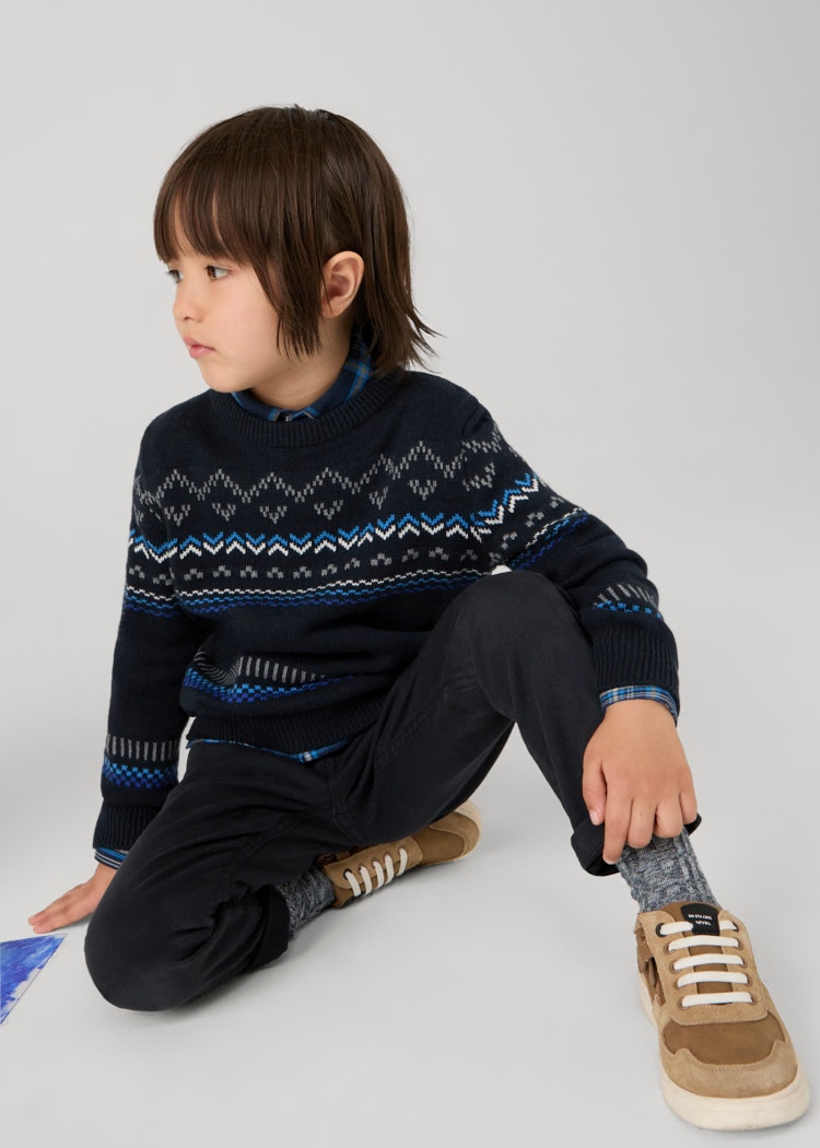 Black & Blue Jacquard Sweater