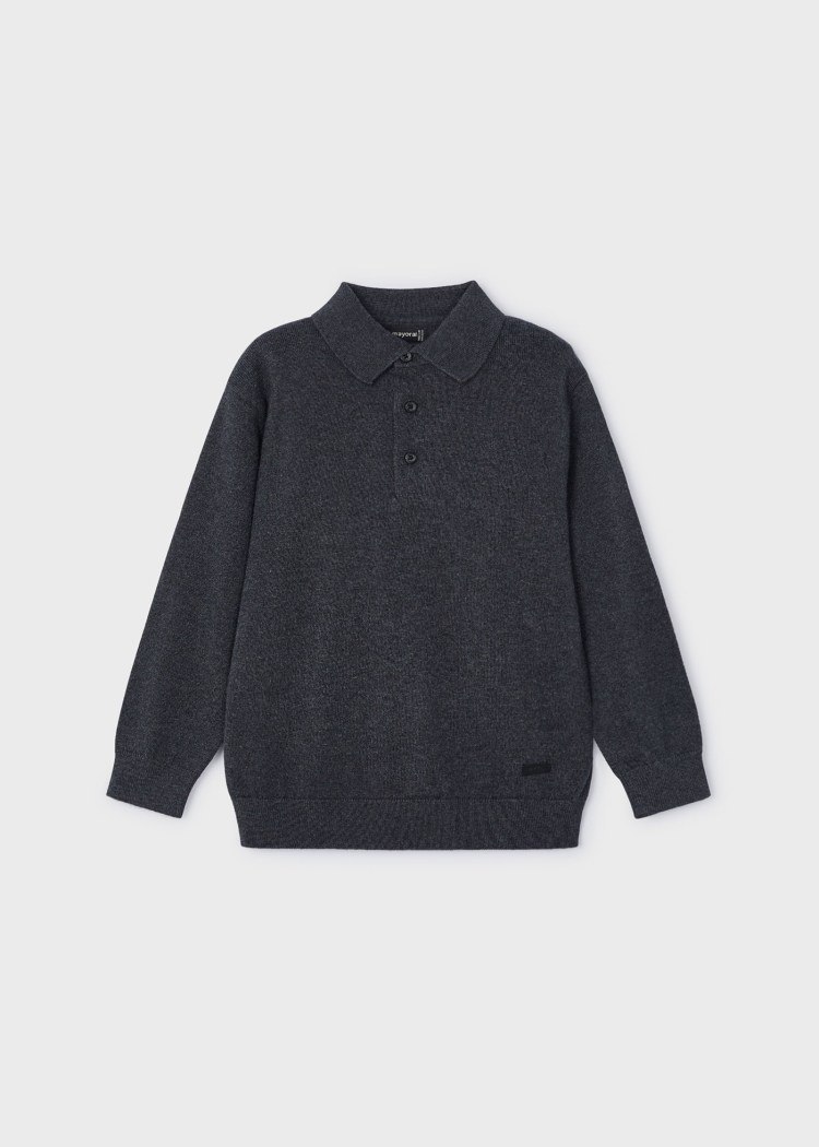 Knit Polo Shirt - Pencil Heather Grey