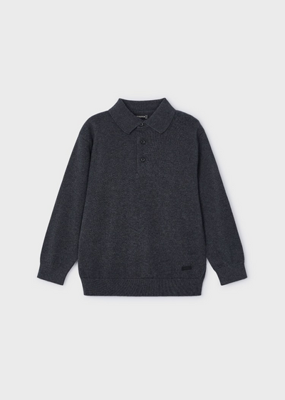 Knit Polo Shirt - Pencil Heather Grey