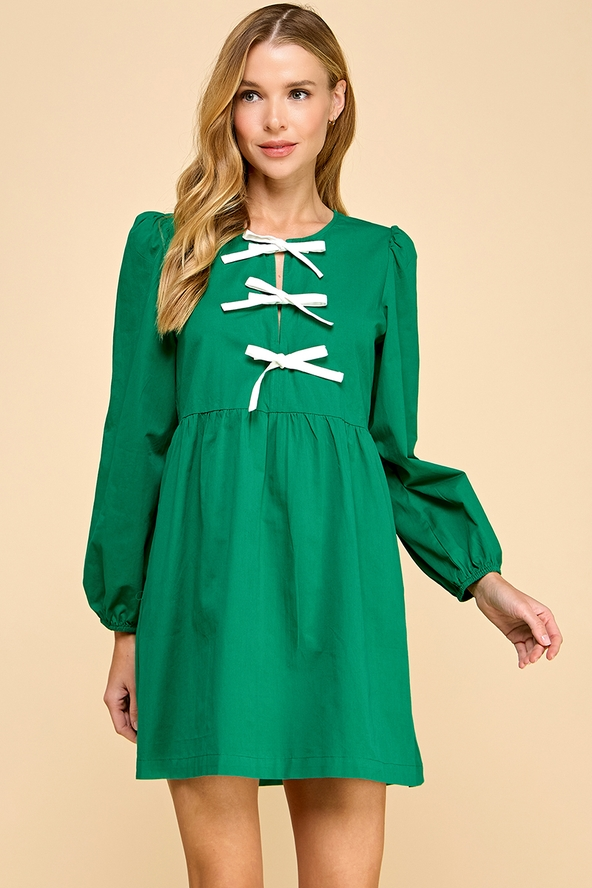 Green Bow Detail Dress