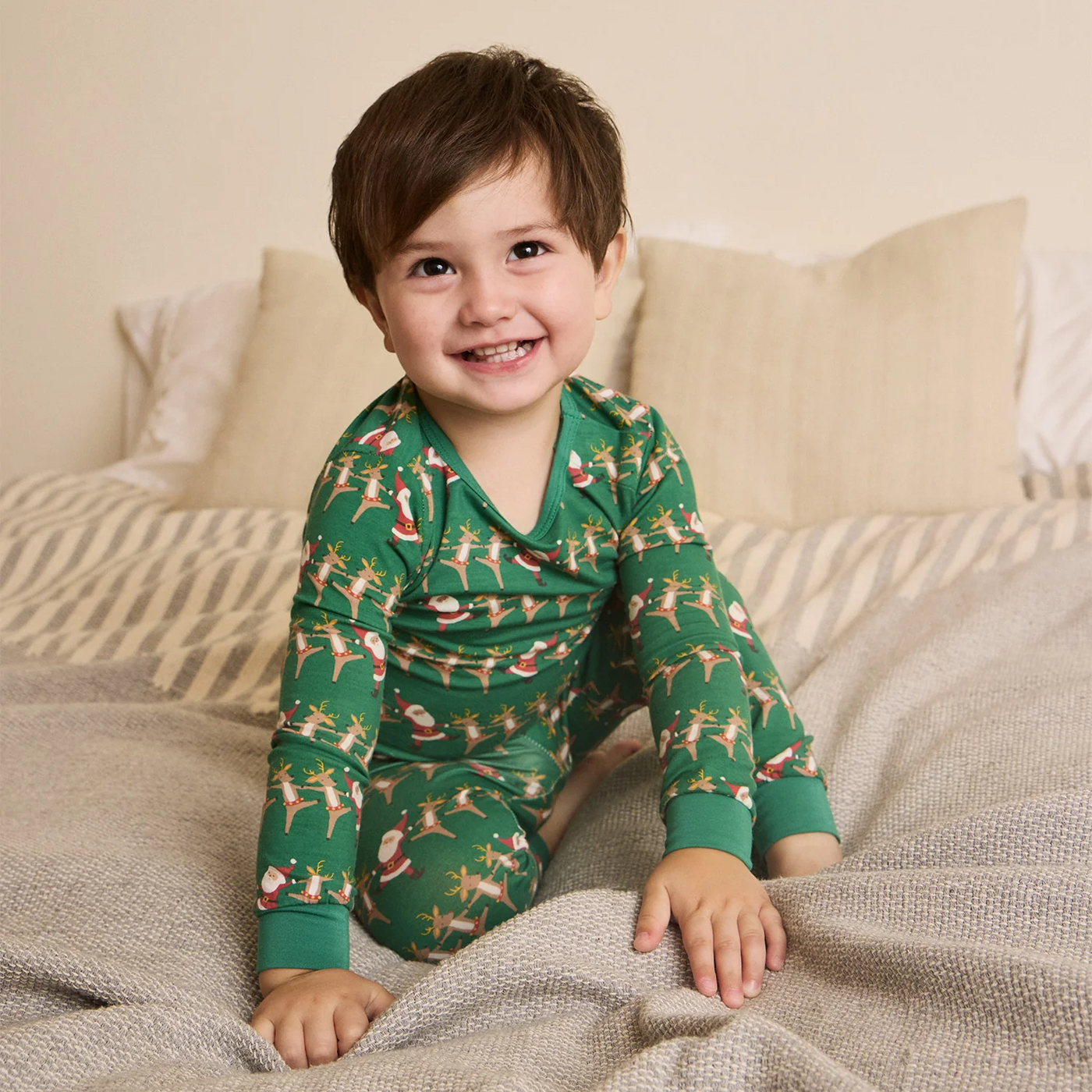 christmas can can modal magnetic no drama pajama kids long sleeve set