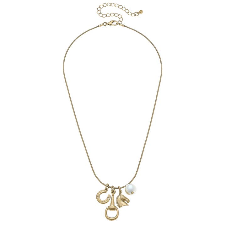 Stevie Equestrian Lucky Charms Necklace in Shiny Gold