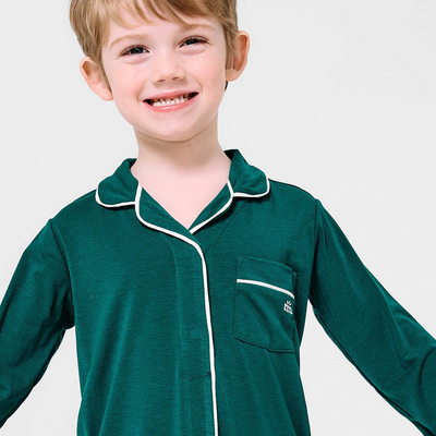 deep emerald RightFit™ magnetic classic with a twist kids pajama set