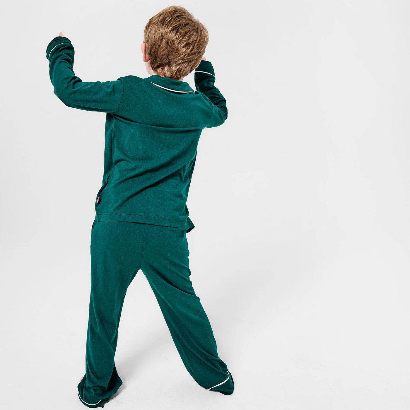 deep emerald RightFit™ magnetic classic with a twist kids pajama set