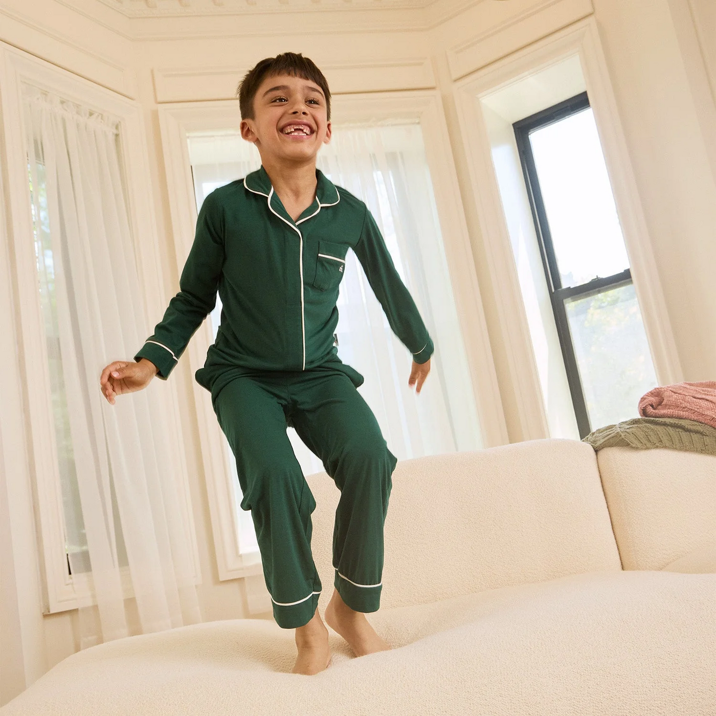 deep emerald RightFit™ magnetic classic with a twist kids pajama set