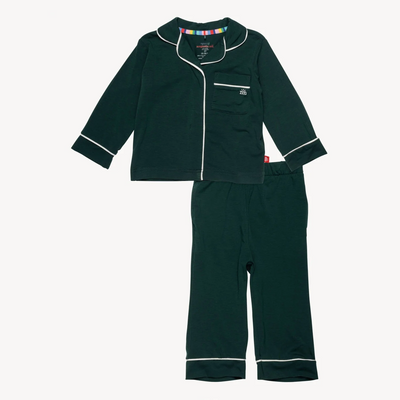 deep emerald RightFit™ magnetic classic with a twist kids pajama set