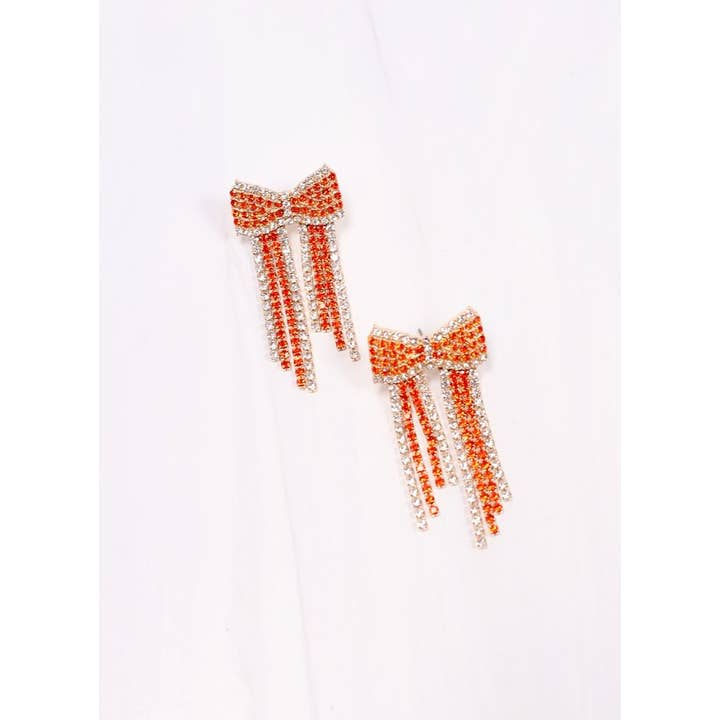 Kristina Cz Bow Fringe Earring - Orange