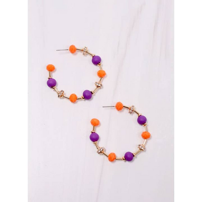 Gerald Beaded Hoop Earring Orange & Purple