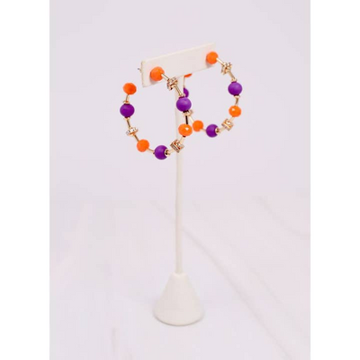 Gerald Beaded Hoop Earring Orange & Purple