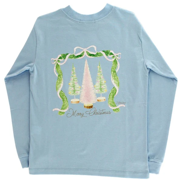 Girls Long Sleeve Logo Tee- Bottle Brush on Bayberry