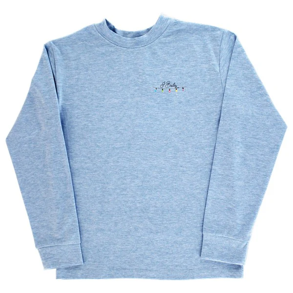 Boys Long Sleeve Logo Tee- Christmas Buck on Blue