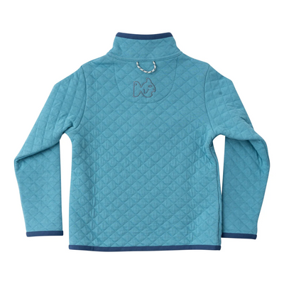 Quilted Zip Pullover in Adriatic Blue