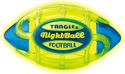 Tangle NightBall Glow in the Dark Light Up LED Football, Green with Blue