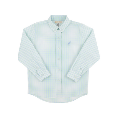 Dean's List Dress Shirt Sea Island Seafoam and Beale Street Blue Windowpane with Beale Street Blue Stork