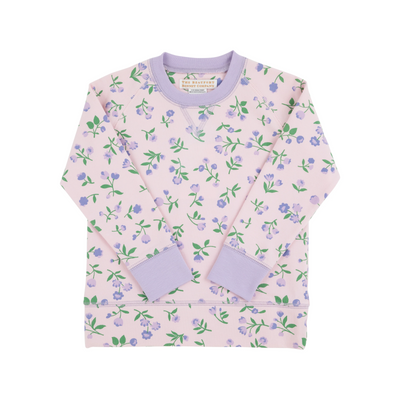 Cassidy Comfy Crewneck Tuxedo Park Tulips with Lauderdale Lavender