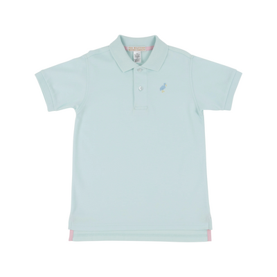 Prim & Proper Polo & Onesie Sea Island Seafoam with Beale Street Blue Multicolor Stork