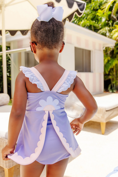 Sanctuary Scallop Swimsuit Lauderdale Lavender with Palm Beach Pink