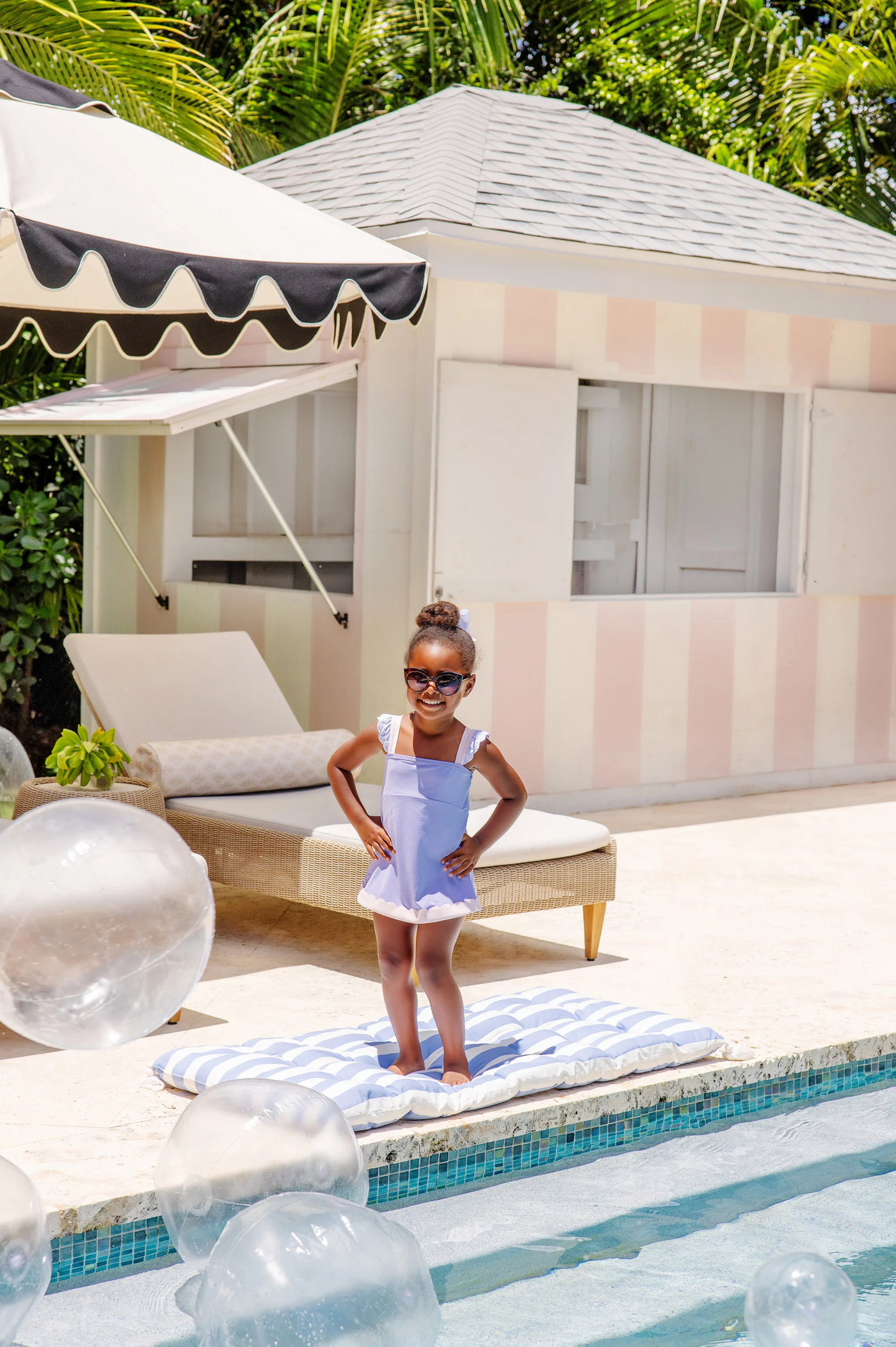 Sanctuary Scallop Swimsuit Lauderdale Lavender with Palm Beach Pink