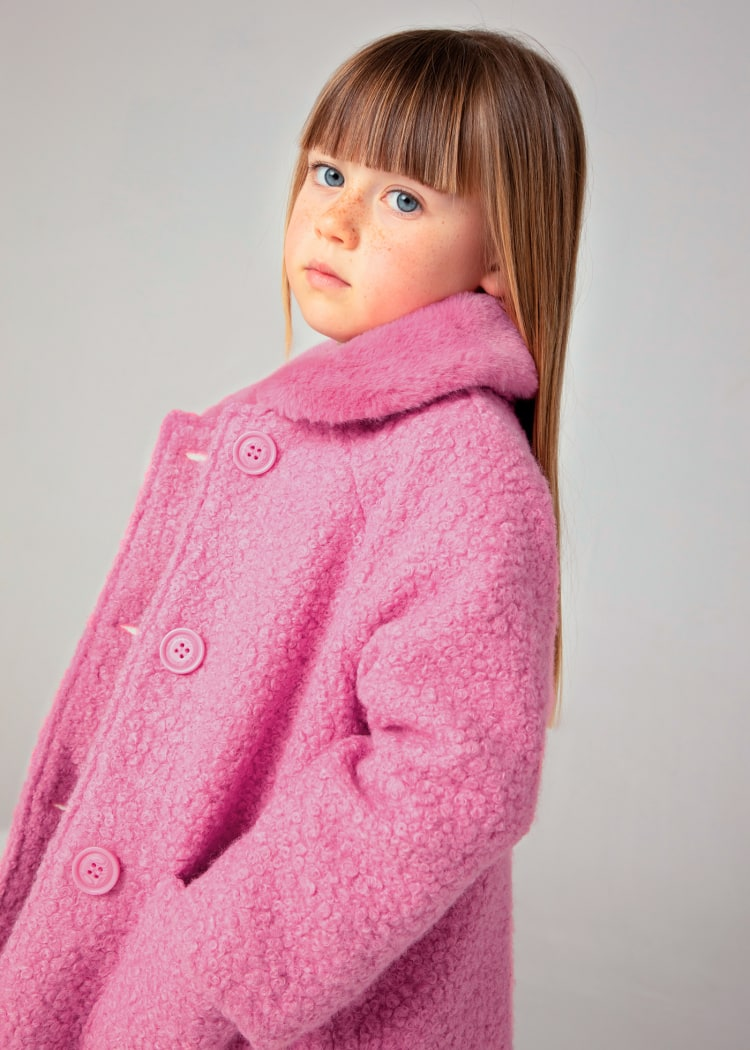 Teddy Coat with Faux Fur Collar - Camelia