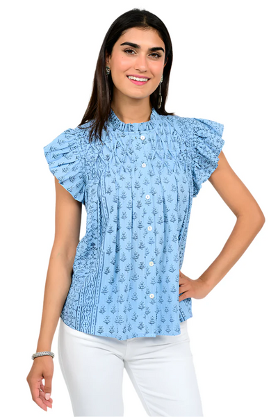 Blocked In Blue Top - Indigo Style