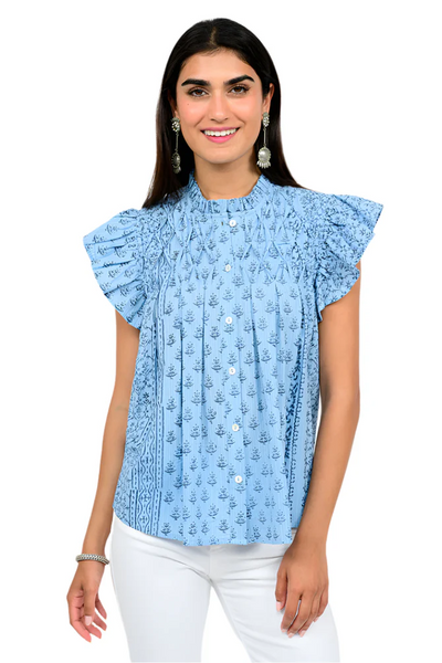 Blocked In Blue Top - Indigo Style