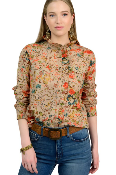 Eyelet Floral Snap Shirt