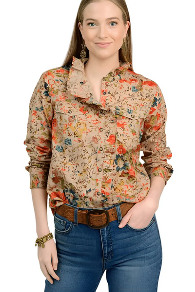 Eyelet Floral Snap Shirt