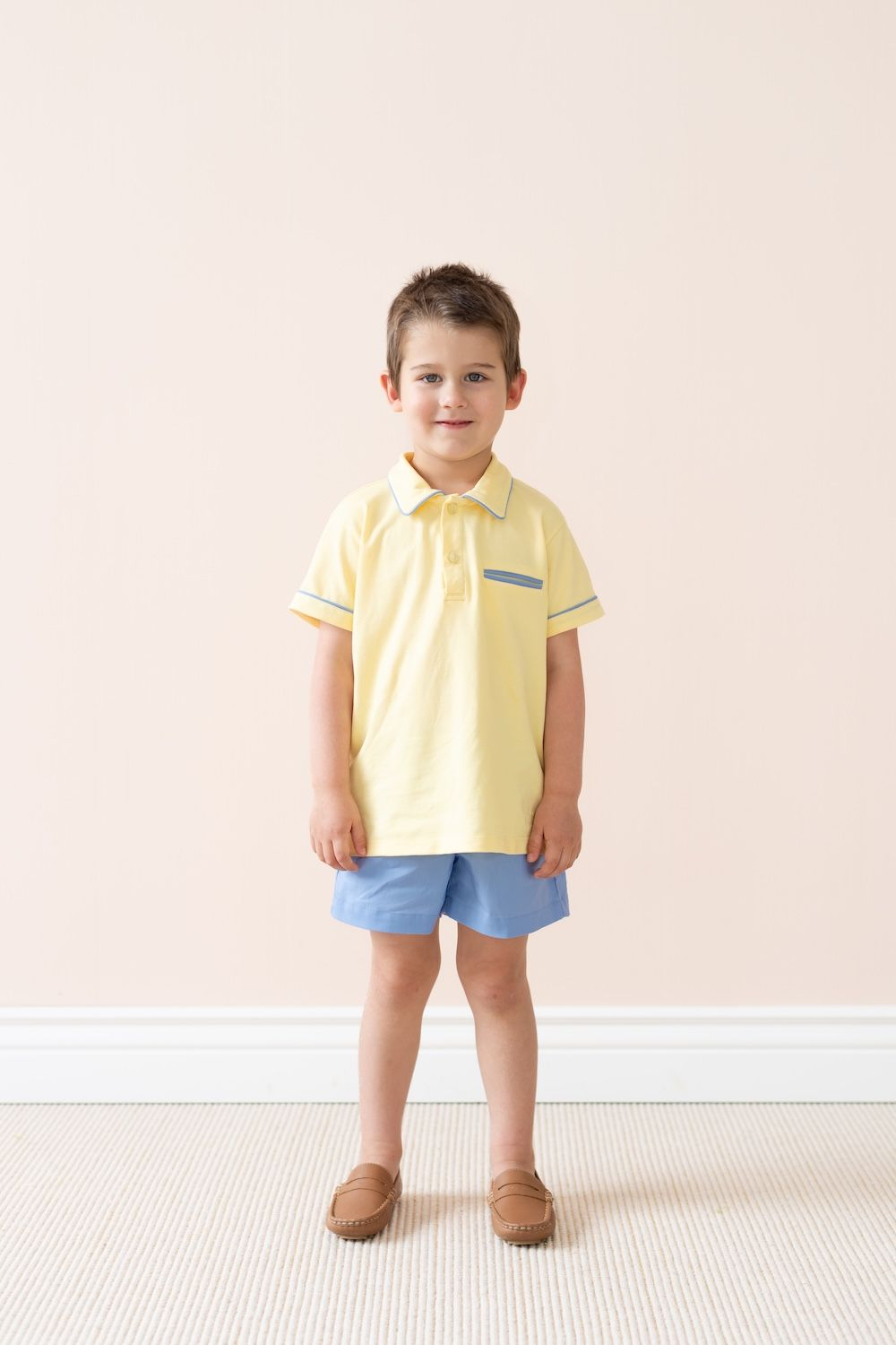 Boys Yellow Polo Shirt & Blue Shorts Set - Simon