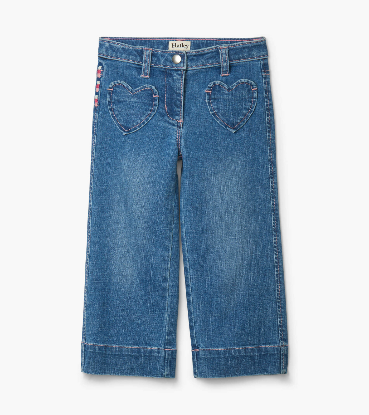 Girls Stretch Denim Wide Leg Pants